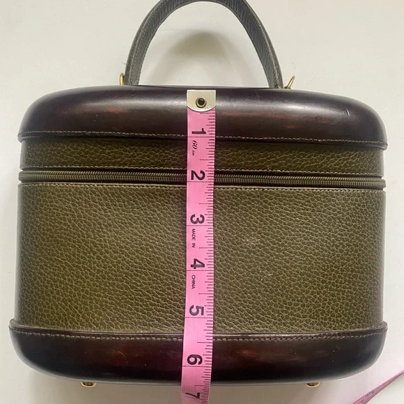 Vintage Olive Green and Brown Travel Purse Bag - Picture 7 of 7